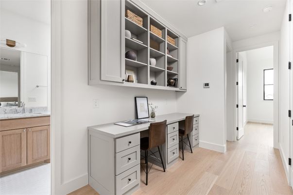 Home Office, Interior, Recessed Lighting, Wood Texture Flooring