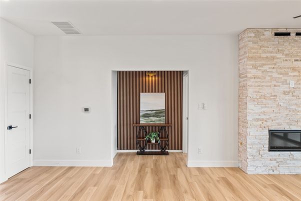 Fireplace, Interior, Wood Texture Flooring
