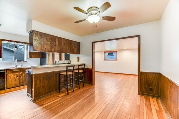 Interior, Kitchen, Recessed Lighting, Wood Texture Flooring
