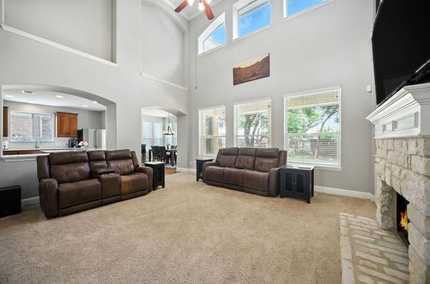 Fireplace, Interior, Living room, Recessed Lighting