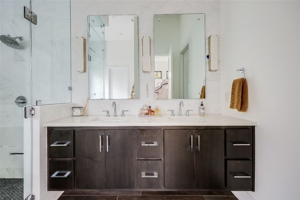 Bathroom, Dual Sink Vanities, Glass Shower, Interior