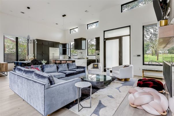 Interior, Kitchen, Living room, Pendant Lights, Recessed Lighting, Wood Texture Flooring