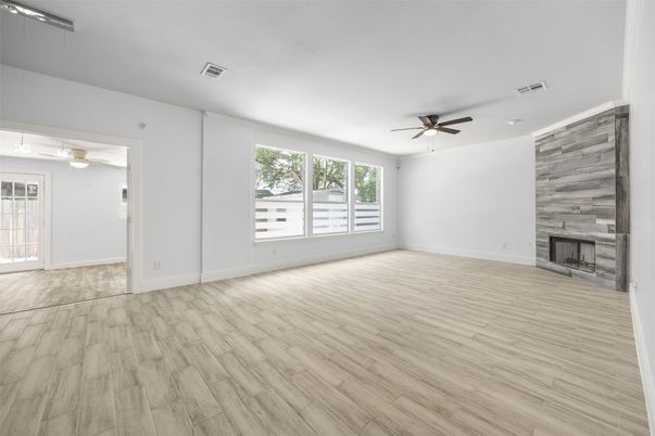 Empty room, Fireplace, Interior, Wood Texture Flooring, Wooden Walls