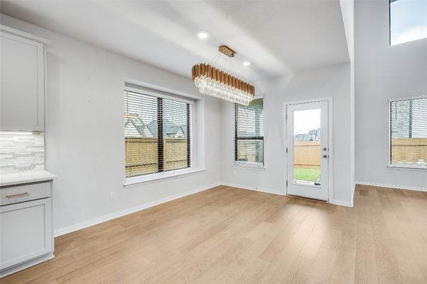 Chandelier, Empty room, Interior, Recessed Lighting, Wood Texture Flooring