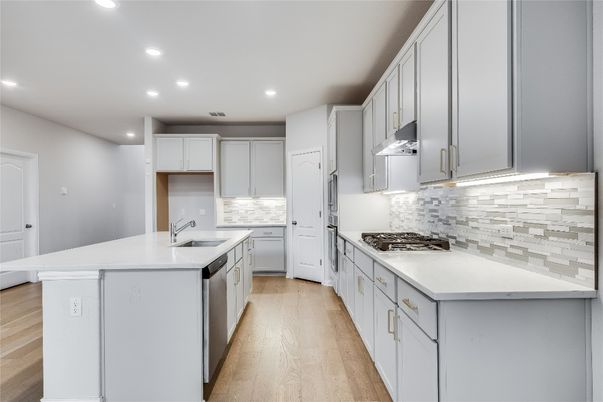 Interior, Kitchen, Recessed Lighting, Wood Texture Flooring