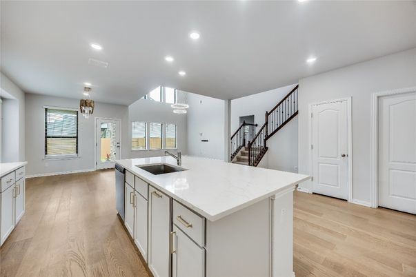 Interior, Kitchen, Recessed Lighting, Wood Texture Flooring