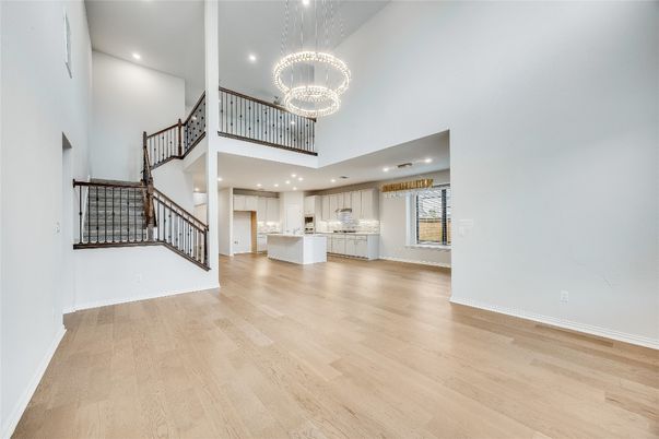 Chandelier, Interior, Kitchen, Recessed Lighting, Wood Texture Flooring