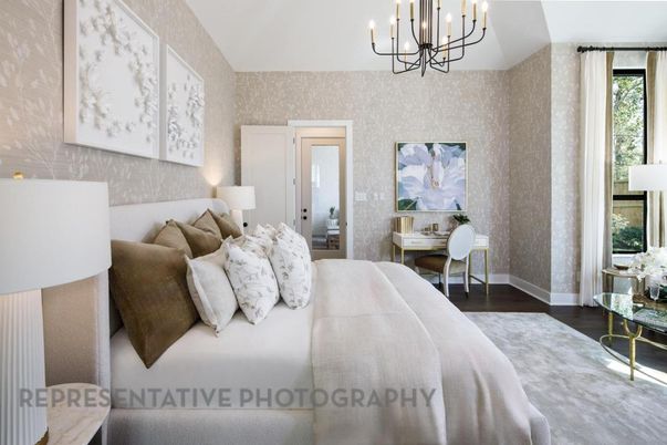 Bedroom, Chandelier, Interior, Wood Texture Flooring