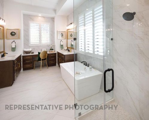 Bathroom, Free Standing Baths, Glass Shower, Interior, Marble, Marble Walls, Recessed Lighting