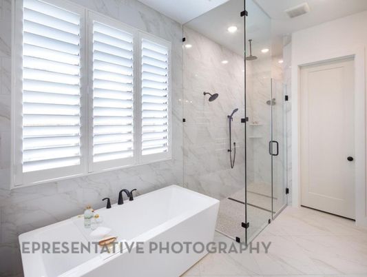 Bathroom, Glass Shower, Interior, Marble, Marble Walls, Recessed Lighting