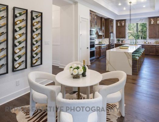 Dining room, Interior, Kitchen, Recessed Lighting, Wood Texture Flooring