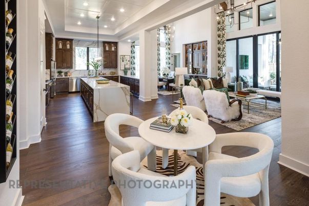 Dining room, Interior, Kitchen, Living room, Pendant Lights, Recessed Lighting, Wood Texture Flooring