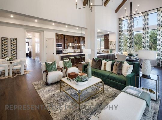 Dining room, Interior, Kitchen, Living room, Pendant Lights, Recessed Lighting, Stainless Steel Appliances, Wood Texture Flooring