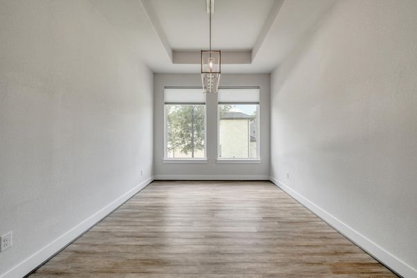 Empty room, Interior, Pendant Lights, Wood Texture Flooring