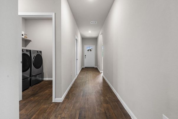 Interior, Recessed Lighting, Utility Closets, Washer, Wood Texture Flooring