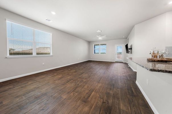 Empty room, Interior, Recessed Lighting, Wood Texture Flooring
