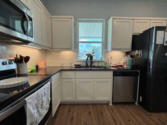 Interior, Kitchen, Stainless Steel Appliances, Wood Texture Flooring