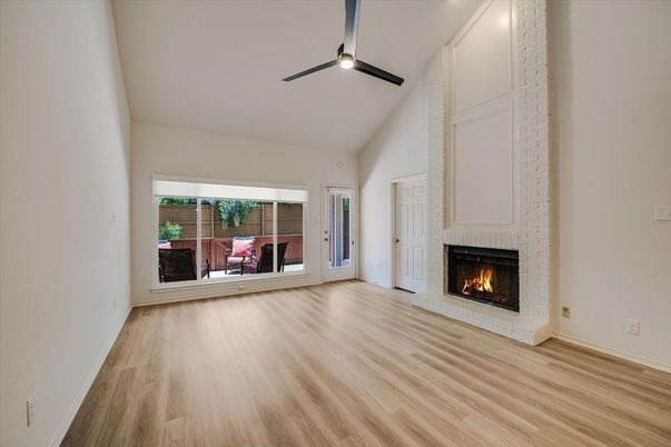 Empty room, Fireplace, Interior, Wood Texture Flooring