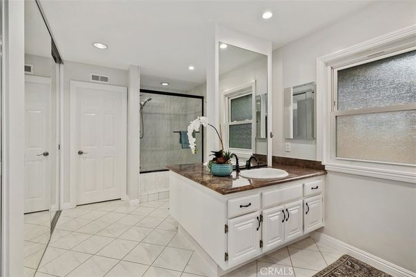 Bathroom, Dual Sink Vanities, Glass Shower, Interior, Recessed Lighting