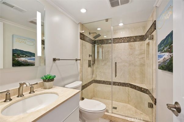 Bathroom, Glass Shower, Interior, Recessed Lighting