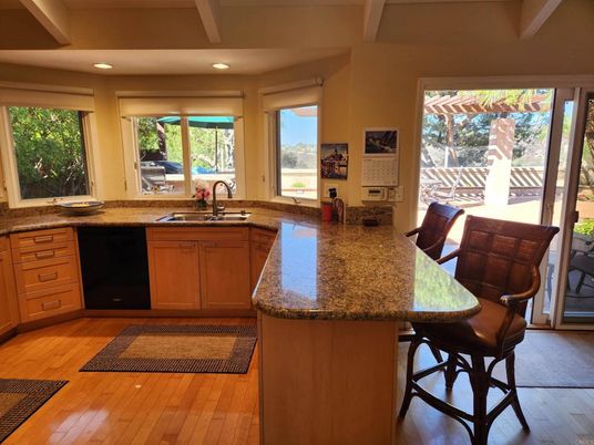 Dining room, Interior, Kitchen, Recessed Lighting, Wood Texture Flooring