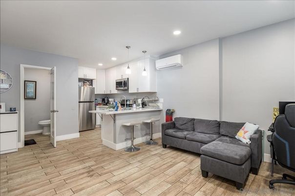 Interior, Kitchen, Living room, Pendant Lights, Recessed Lighting, Stainless Steel Appliances, Wood Texture Flooring