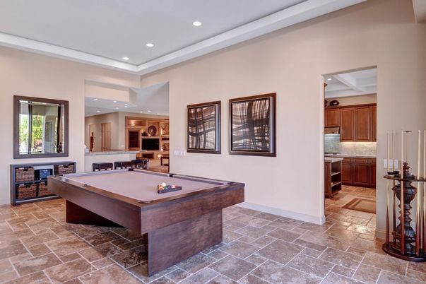 Billiard Table, Game Room, Interior, Recessed Lighting