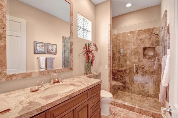 Bathroom, Glass Shower, Interior, Recessed Lighting
