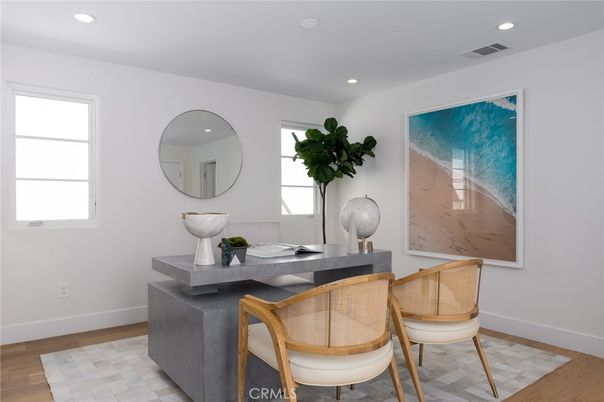 Home Office, Interior, Recessed Lighting, Wood Texture Flooring