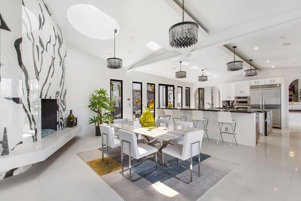 Dining room, Interior, Kitchen, Pendant Lights, Recessed Lighting, Stainless Steel Appliances