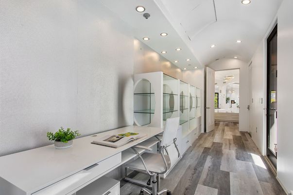 Home Office, Interior, Recessed Lighting, Wood Texture Flooring