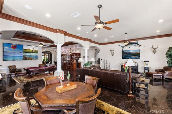 Billiard Table, Dining room, Game Room, Interior, Living room, Pendant Lights, Recessed Lighting