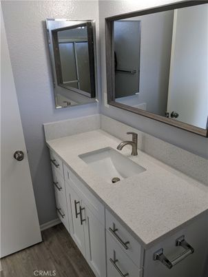 Bathroom, Dual Sink Vanities, Interior, Wood Texture Flooring