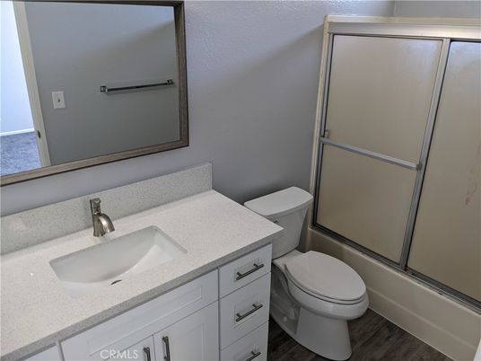 Bathroom, Glass Shower, Interior, Wood Texture Flooring