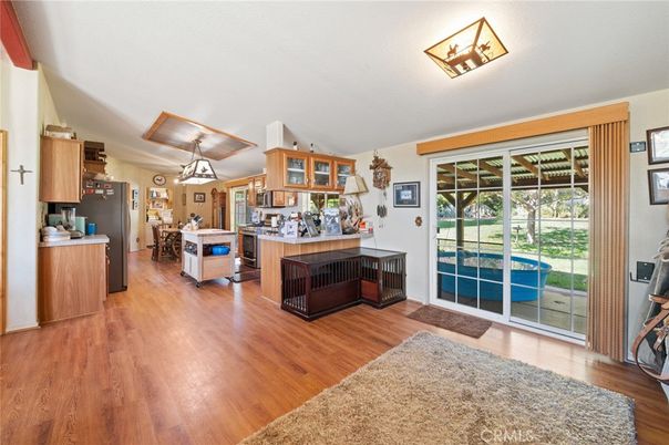 Dining room, Interior, Kitchen, Pendant Lights, Wood Texture Flooring