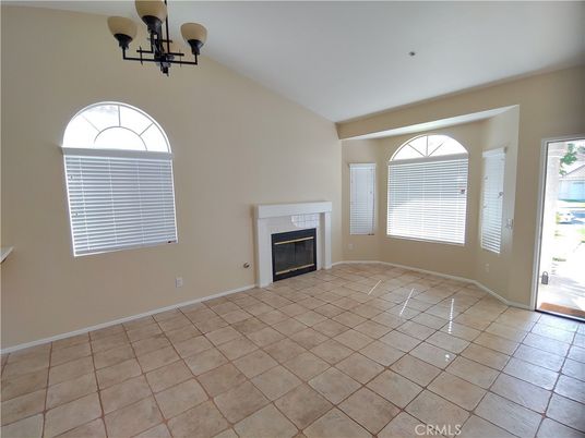 Chandelier, Empty room, Fireplace, Interior