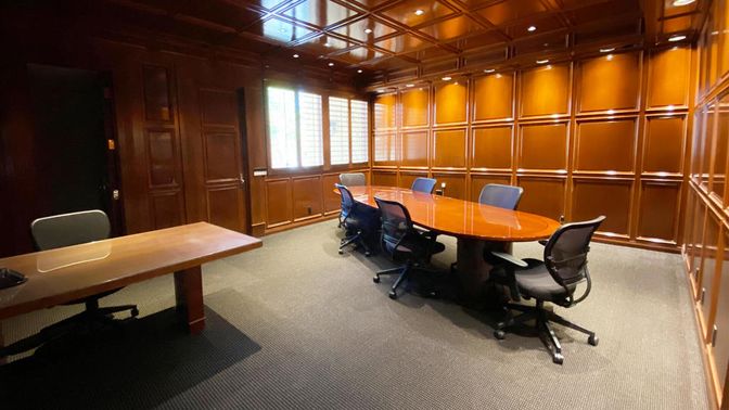 Home Office, Interior, Recessed Lighting, Wooden Walls