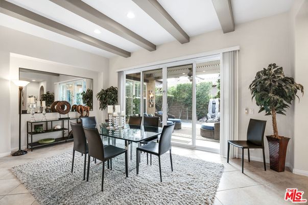 Dining room, Interior, Recessed Lighting, Wooden Beams