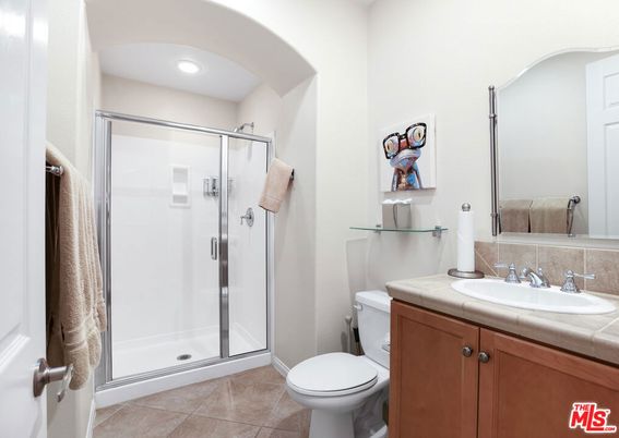 Bathroom, Glass Shower, Interior, Recessed Lighting, Tile Countertops