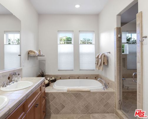 Bathroom, Glass Shower, Interior, Recessed Lighting, Tile Countertops