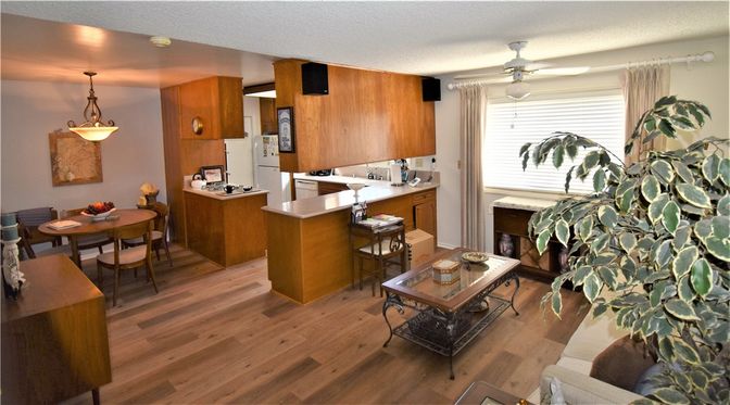 Dining room, Fireplace, Interior, Kitchen, Pendant Lights, Wood Texture Flooring
