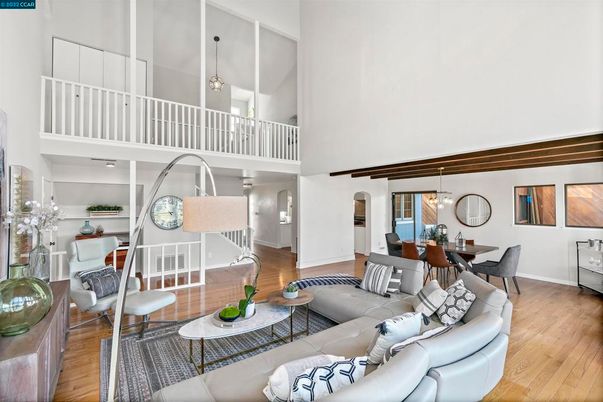 Dining room, Interior, Living room, Pendant Lights, Wood Texture Flooring