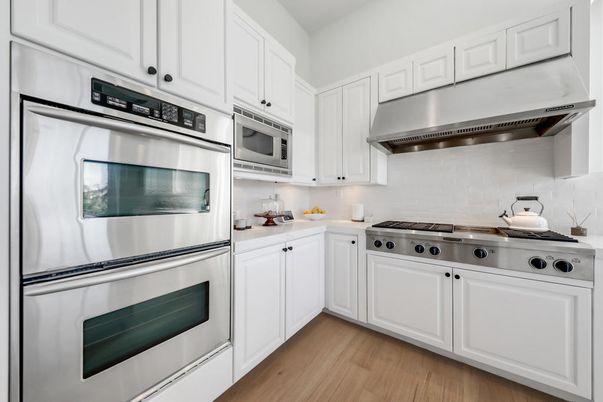 Interior, Kitchen, Stainless Steel Appliances, Wood Texture Flooring