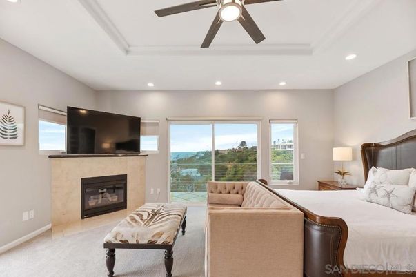 Bedroom, Fireplace, Interior, Recessed Lighting, Water