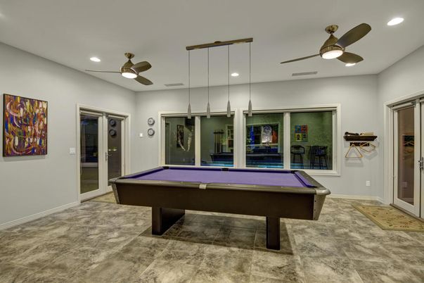 Billiard Table, Game Room, Interior, Recessed Lighting