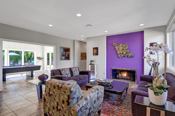 Billiard Table, Fireplace, Game Room, Interior, Living room, Recessed Lighting