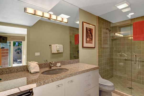Bathroom, Glass Shower, Interior, Recessed Lighting