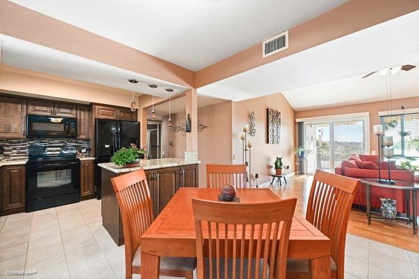 Dining room, Interior, Kitchen, Living room, Pendant Lights, Wood Texture Flooring
