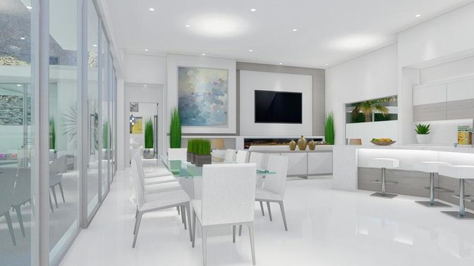 Dining room, Interior, Living room, Recessed Lighting