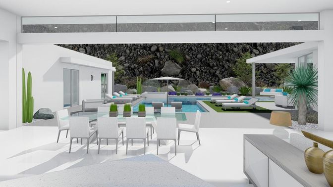 Exterior, Pool, Stone Walls